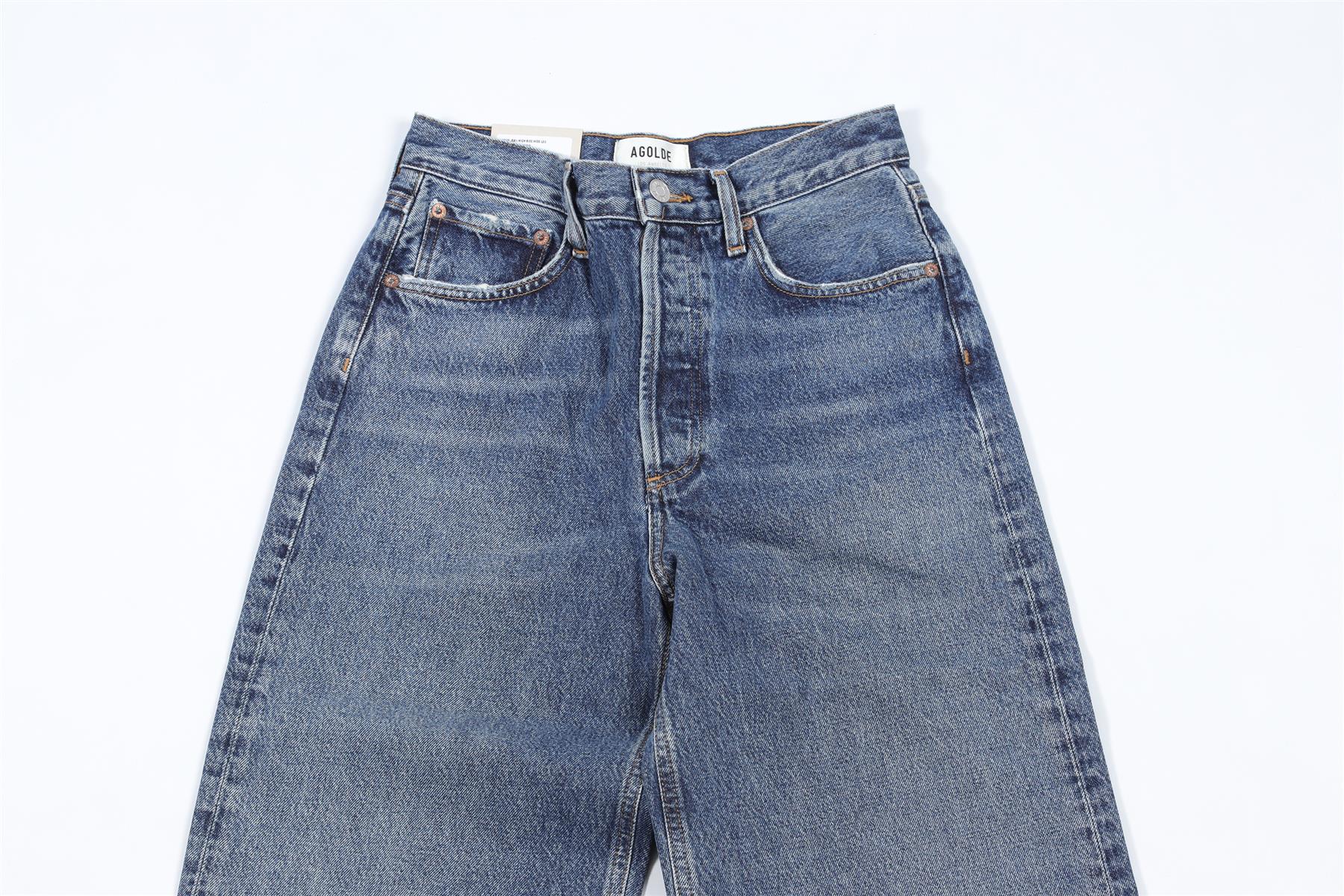 AGOLDE NAVY HIGH RISE WIDE LEG JEANS W24 UK 6 - Image 3