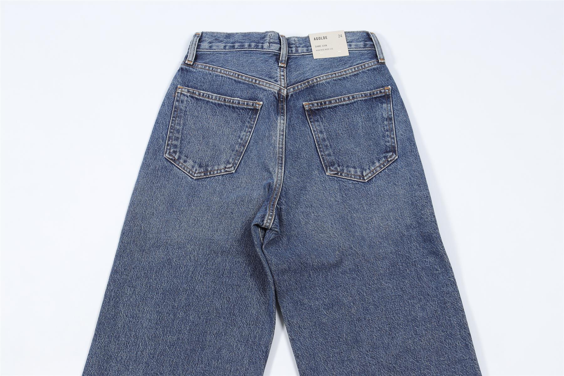 AGOLDE NAVY HIGH RISE WIDE LEG JEANS W24 UK 6 - Image 5
