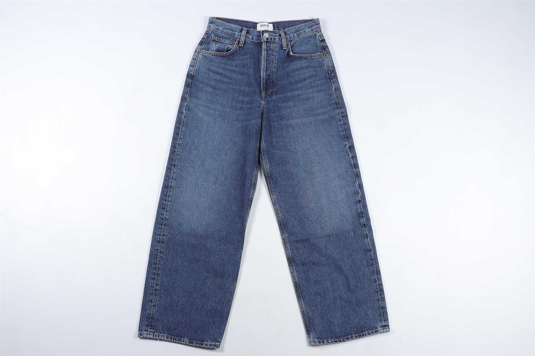 AGOLDE NAVY HIGH RISE WIDE LEG JEANS W24 UK 6 - Image 2