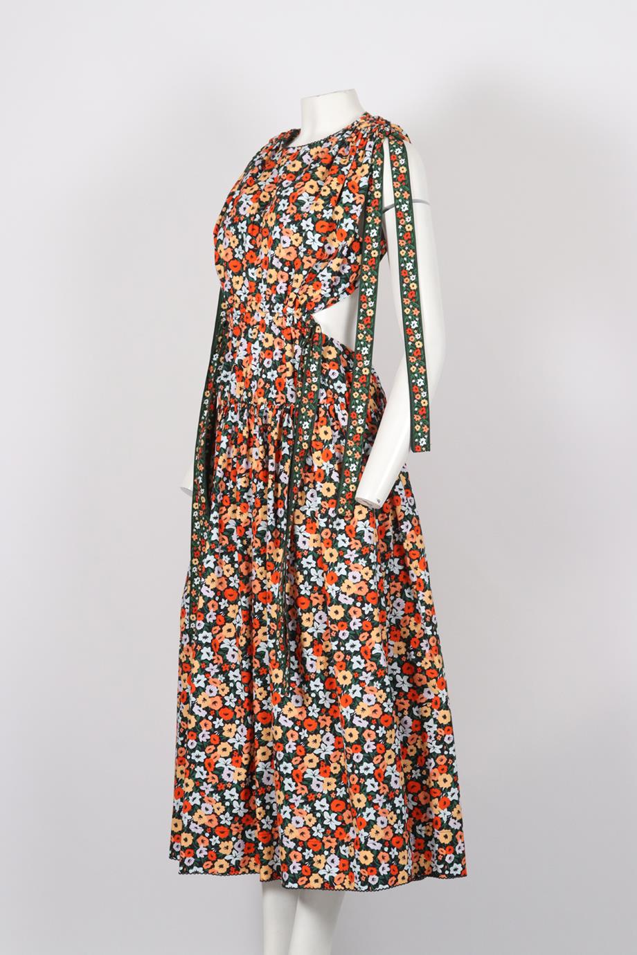 AGUA BENDITA FLORAL COTTON MIDI DRESS LARGE - Image 3