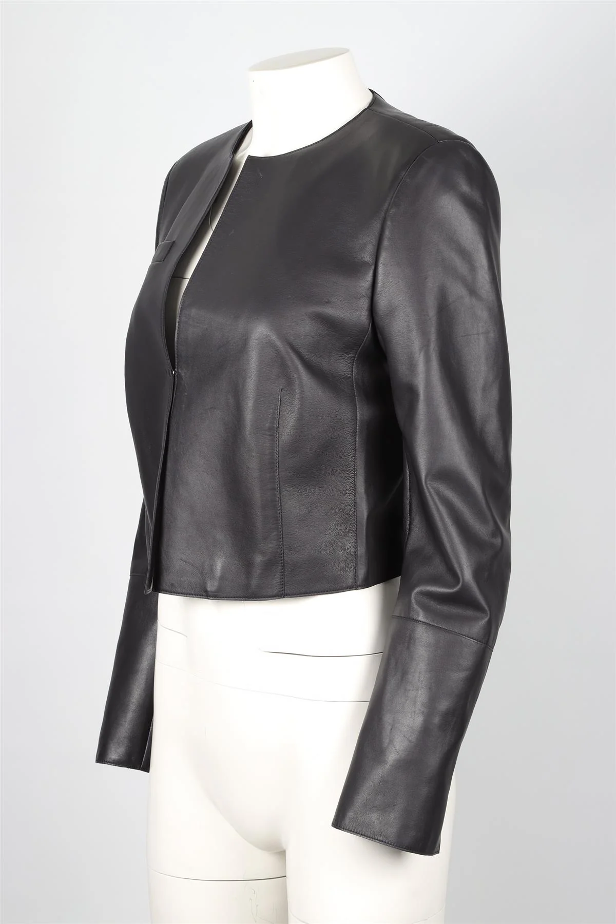 AKRIS BLACK LEATHER JACKET US 10 UK 14 - Image 3