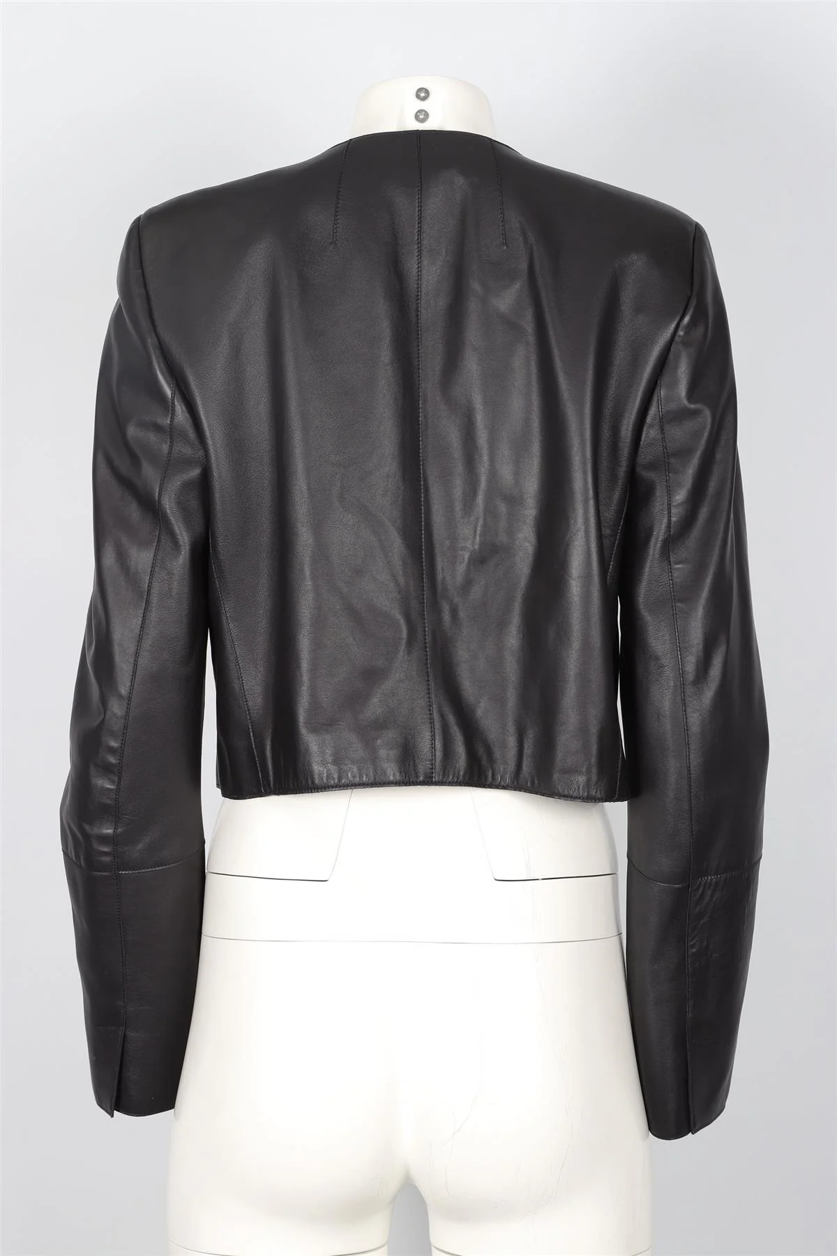 AKRIS BLACK LEATHER JACKET US 10 UK 14 - Image 4