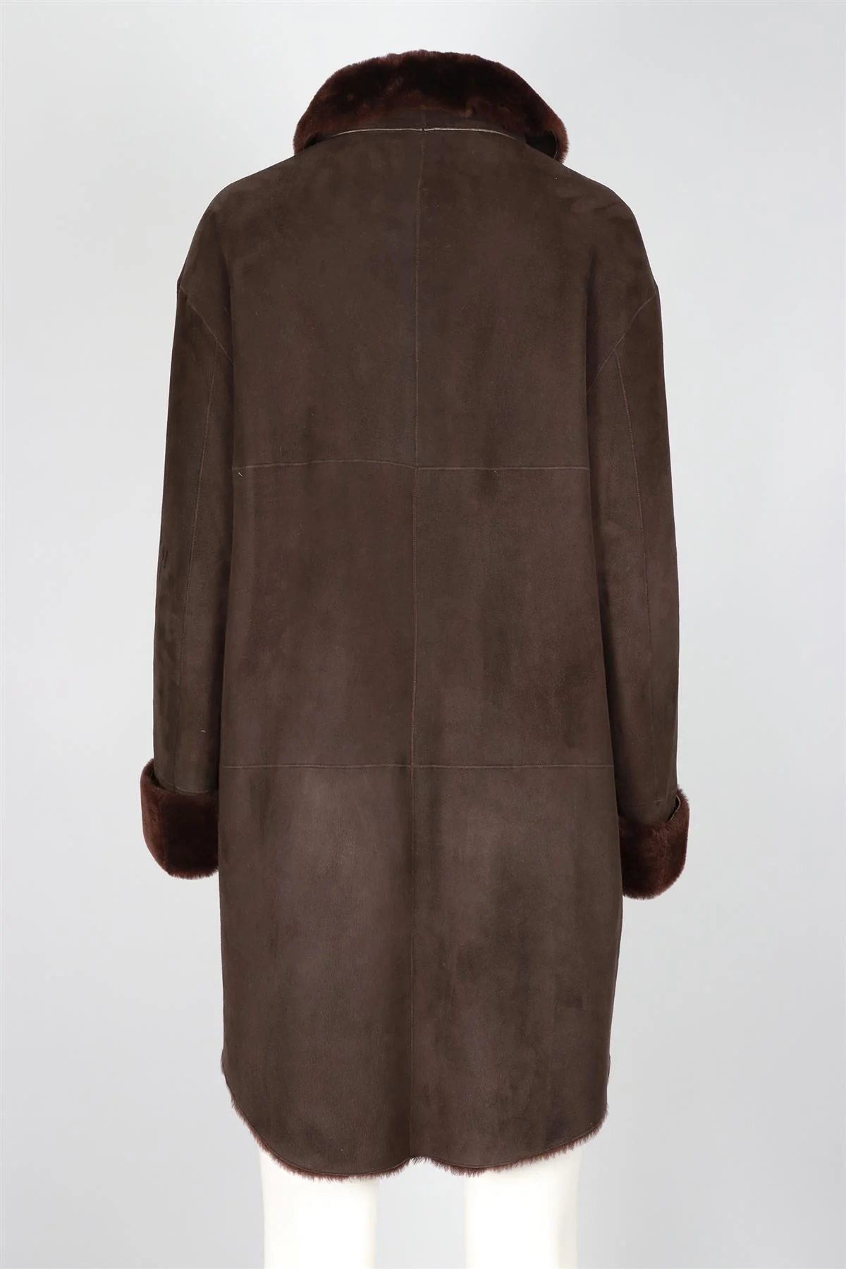 AKRIS BROWN SHEARLING AND SUEDE COAT FR 44 UK 16 - Image 4