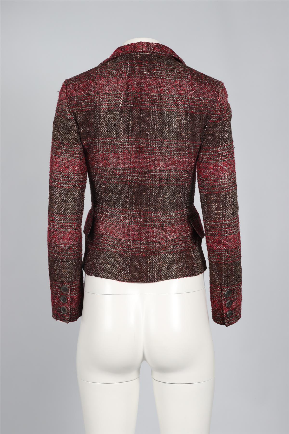 AKRIS PINK AND BROWN TWEED BLAZER SMALL - Image 4