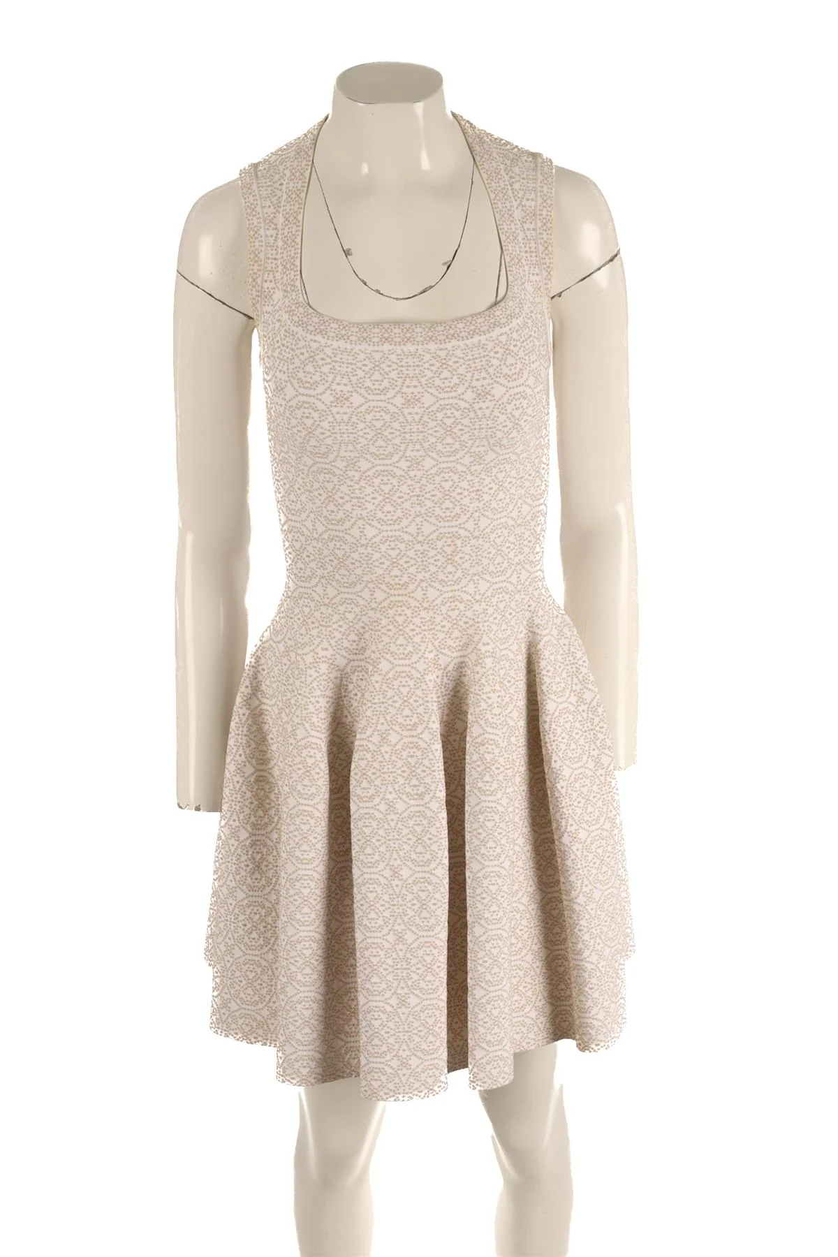 ALAÏA BEIGE KNIT MINI DRESS FR 42 UK 14 - Image 2