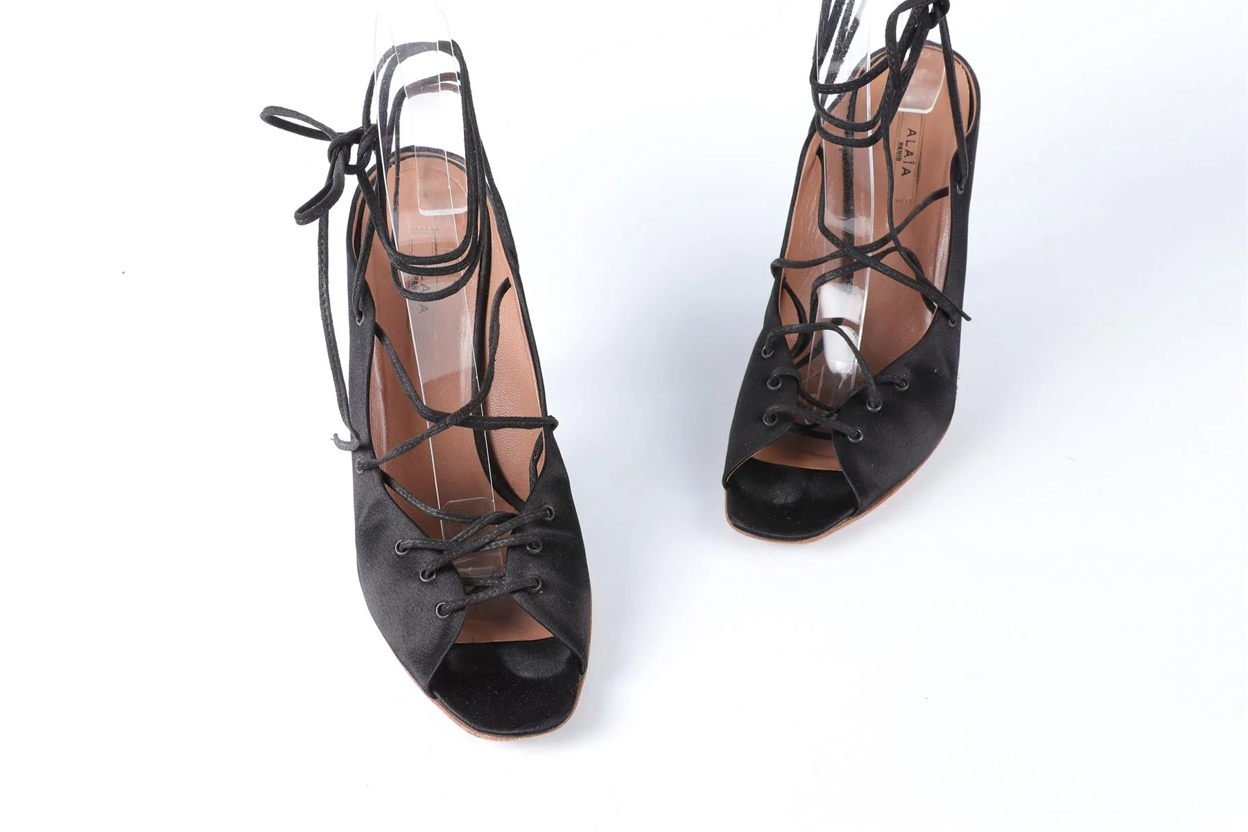 ALAÏA BLACK SATIN SANDALS EU 37 UK 4 US 7 - Image 4