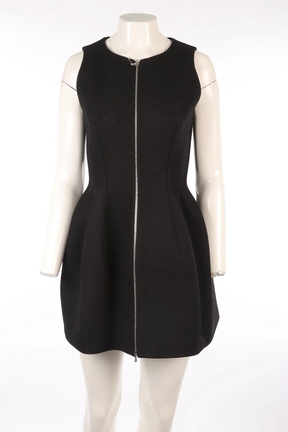ALAÏA BLACK WOOL MINI DRESS FR 42 UK 14 - Image 2