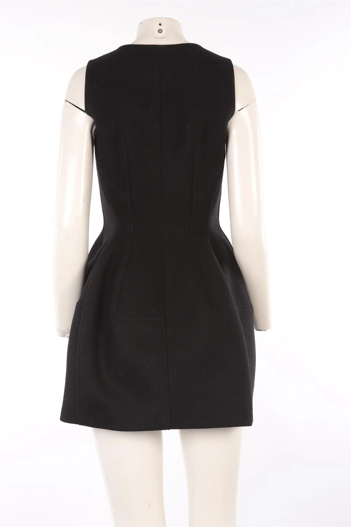 ALAÏA BLACK WOOL MINI DRESS FR 42 UK 14 - Image 4
