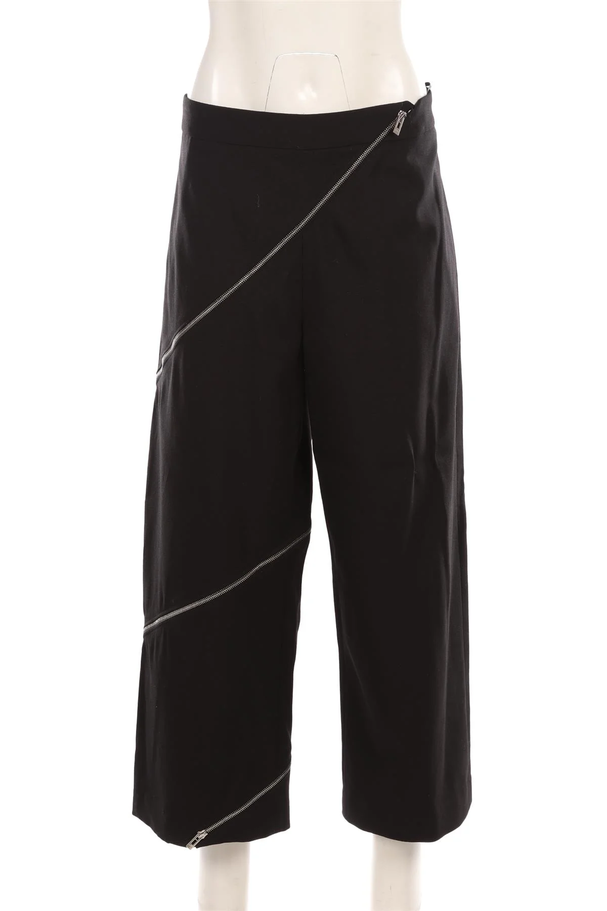 ALAÏA BLACK WOOL WIDE LEG PANTS FR 42 UK 14 - Image 2