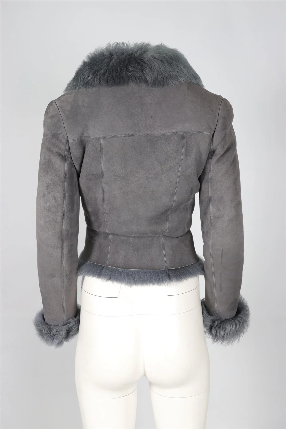 ALAÏA BLUE SHEARLING AND SUEDE JACKET FR 40 UK 12 - Image 4