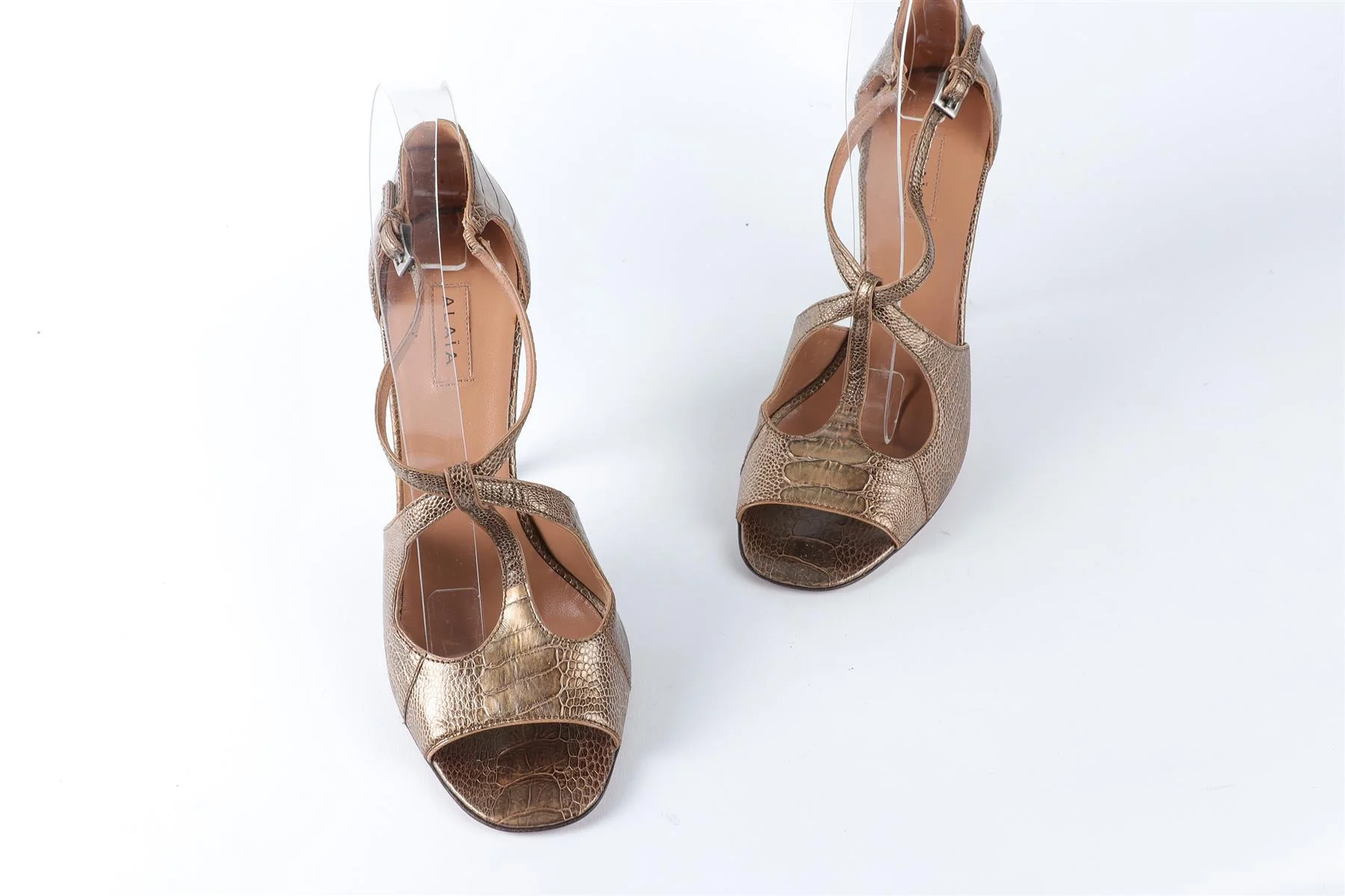 ALAÏA BRONZE LEATHER SANDALS EU 36.5 UK 3.5 US 6.5 - Image 4