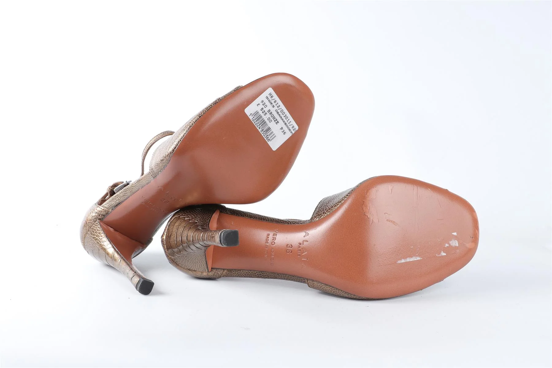 ALAÏA BRONZE LEATHER SANDALS EU 36.5 UK 3.5 US 6.5 - Image 6
