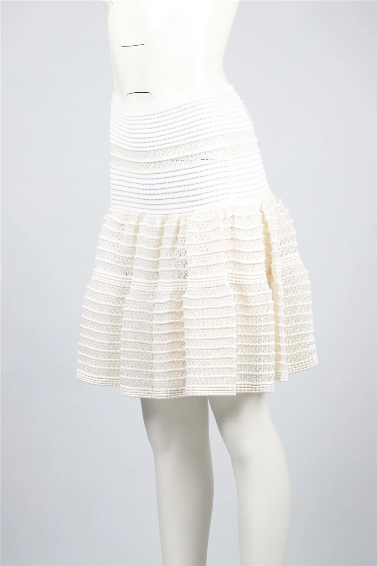ALAÏA CREAM COTTON BLEND MINI SKIRT XSMALL - Image 3