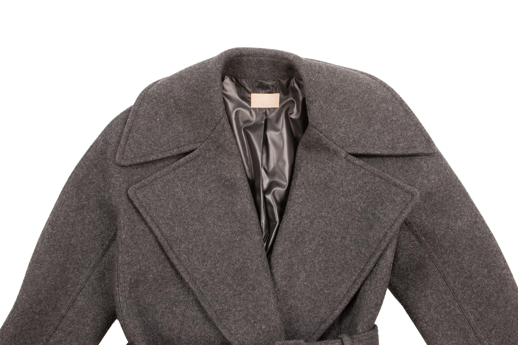 ALAÏA GREY WOOL COAT FR 38 UK 10 - Image 3