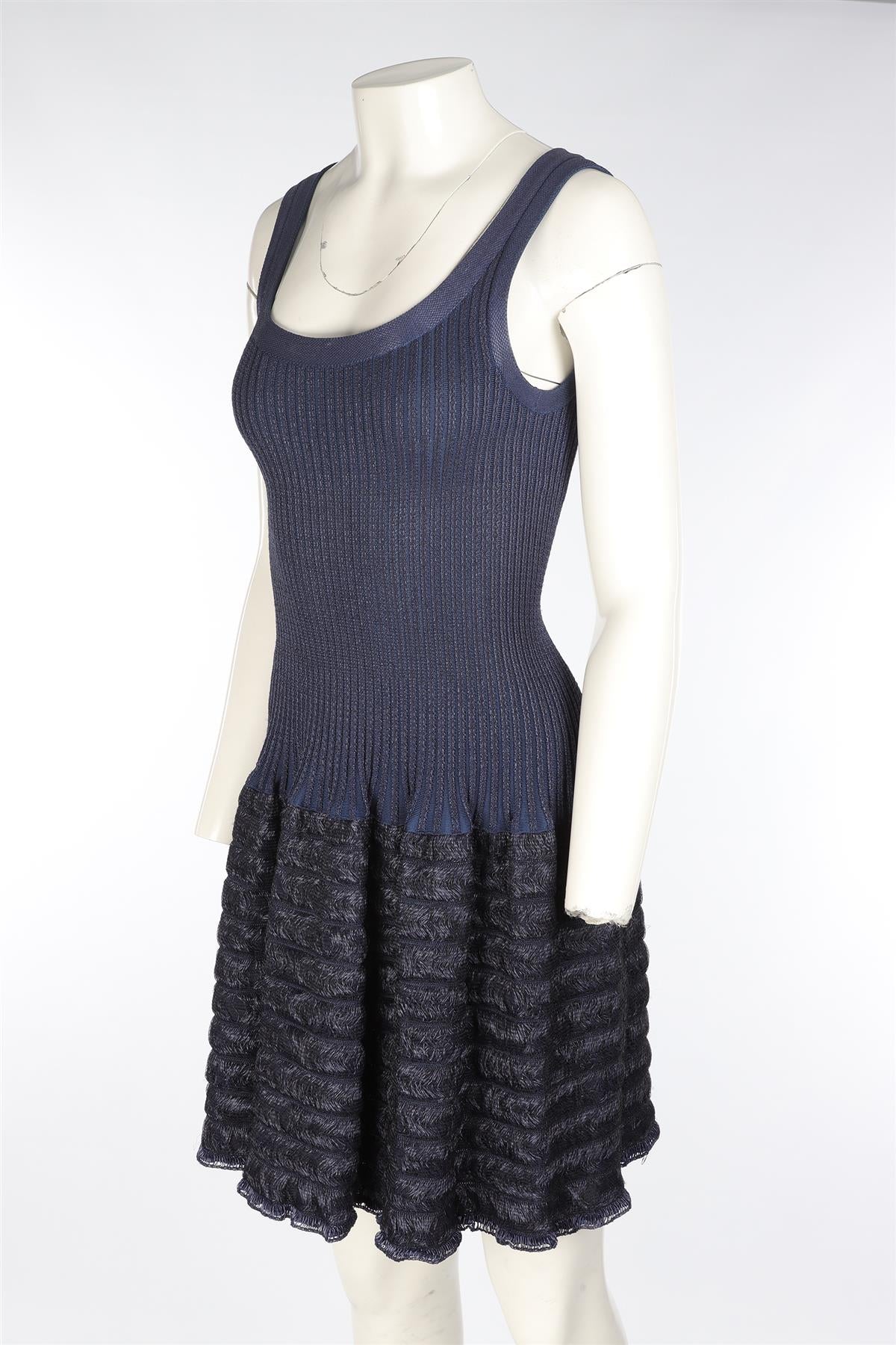 ALAÏA NAVY KNIT MINI DRESS FR 38 UK 10 - Image 3