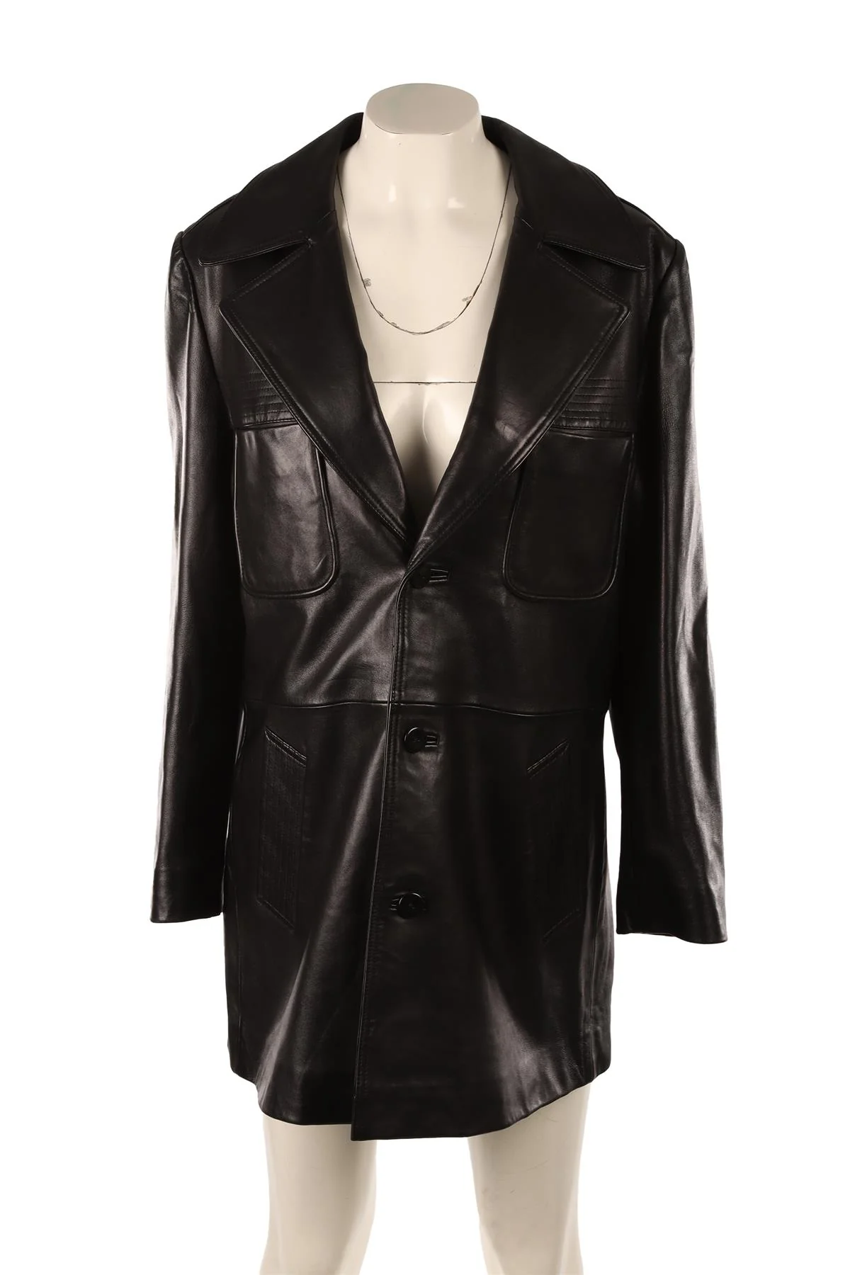 ALBERTA FERRETTI BLACK LEATHER COAT IT 44 - Image 2