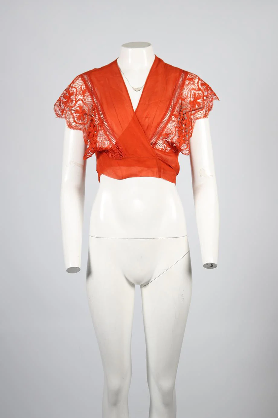 ALBERTA FERRETTI CROPPED LACE AND SILK TOP MEDIUM - Image 2