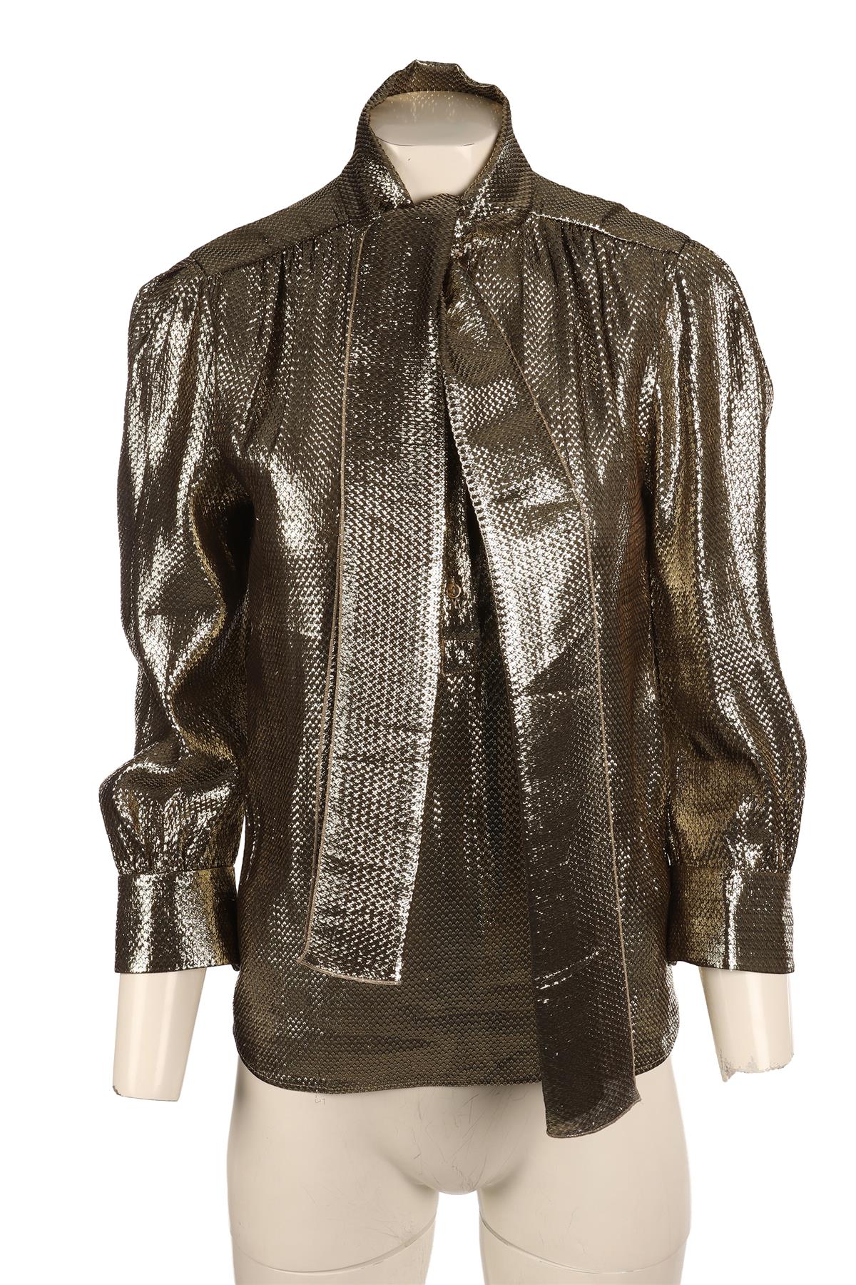ALBERTA FERRETTI GOLD SILK TOP IT 38 UK 6 - Image 2
