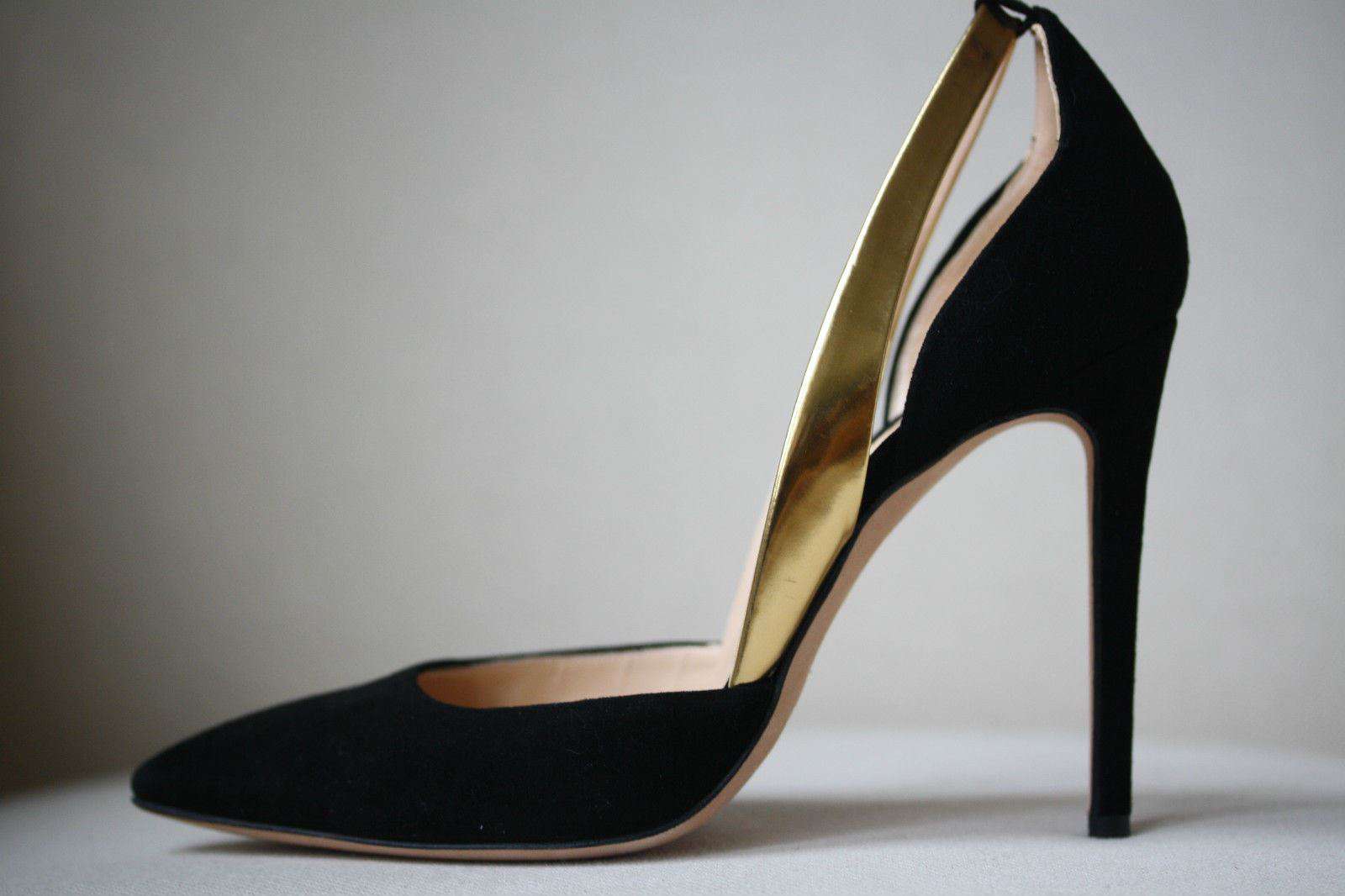 ALEJANDRO INGELMO FLAVIA D'ORSAY SIGNED BLACK SUEDE HEELS EU 37 UK 4 US 7 - Image 10