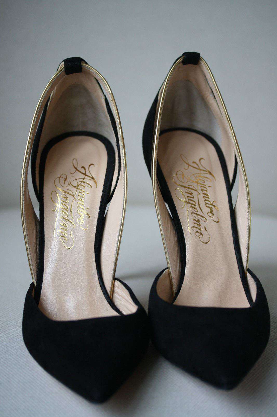 ALEJANDRO INGELMO FLAVIA D'ORSAY SIGNED BLACK SUEDE HEELS EU 37 UK 4 US 7 - Image 2