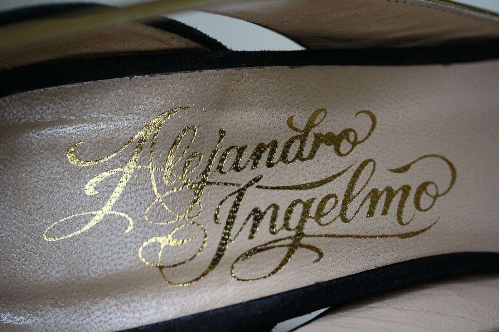 ALEJANDRO INGELMO FLAVIA D'ORSAY SIGNED BLACK SUEDE HEELS EU 37 UK 4 US 7 - Image 5