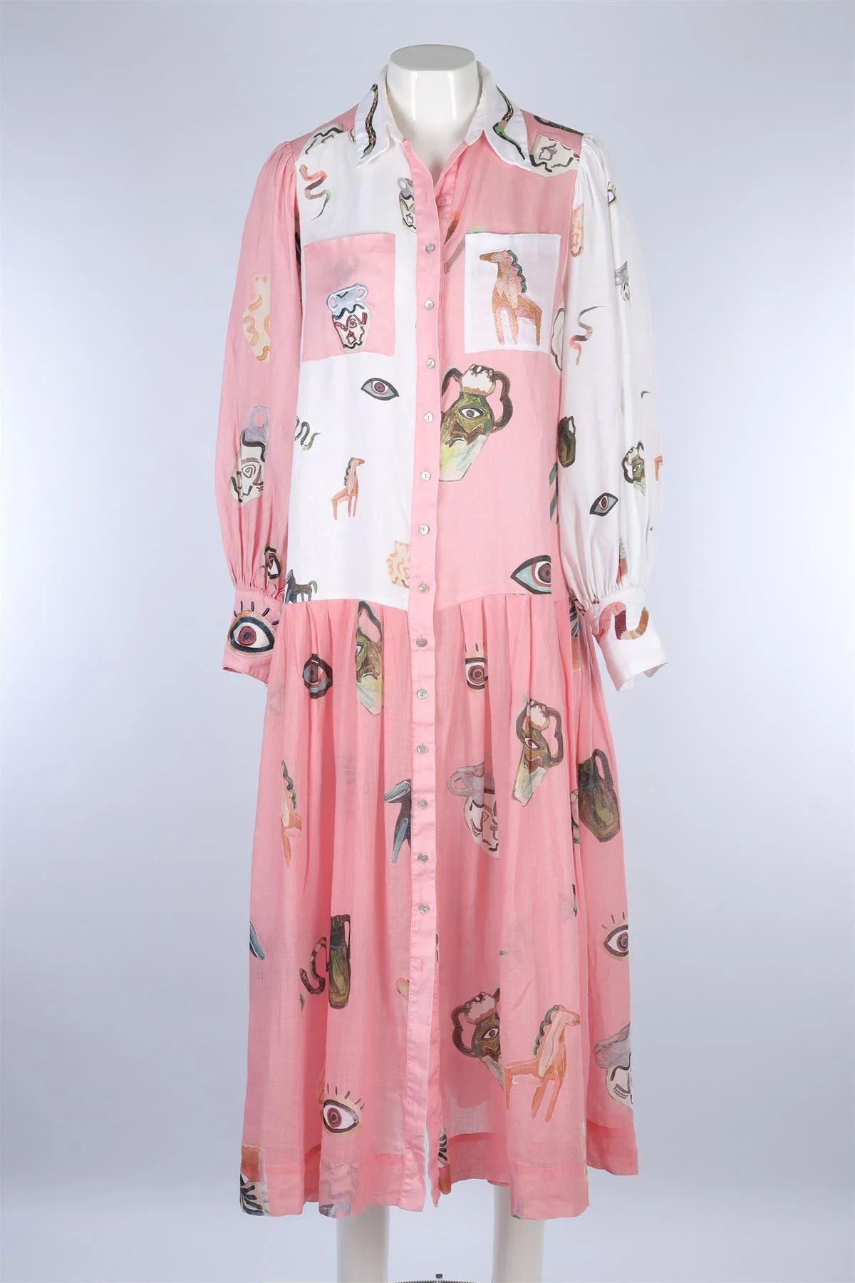 ALEMAIS PINK LINEN MAXI DRESS AU 8 UK 8 - Image 2