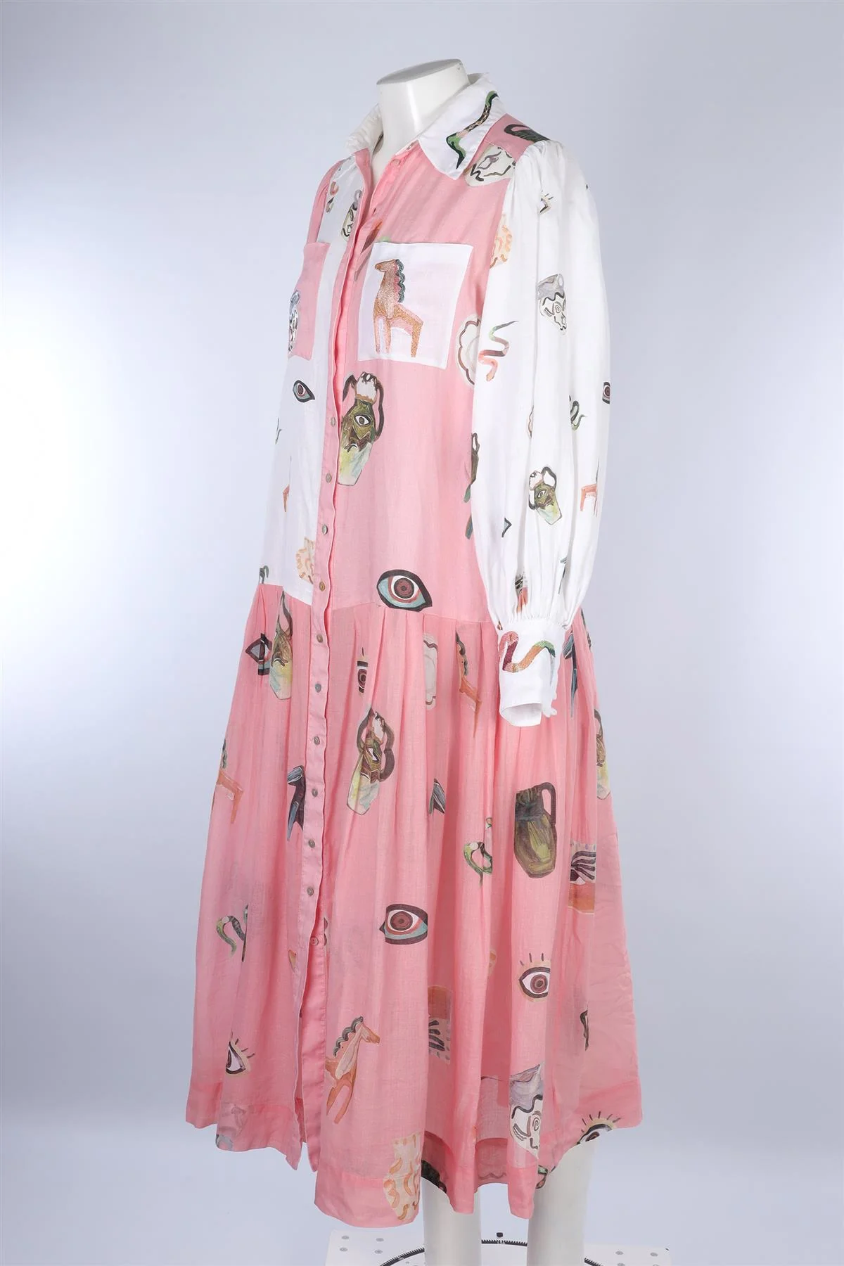 ALEMAIS PINK LINEN MAXI DRESS AU 8 UK 8 - Image 3