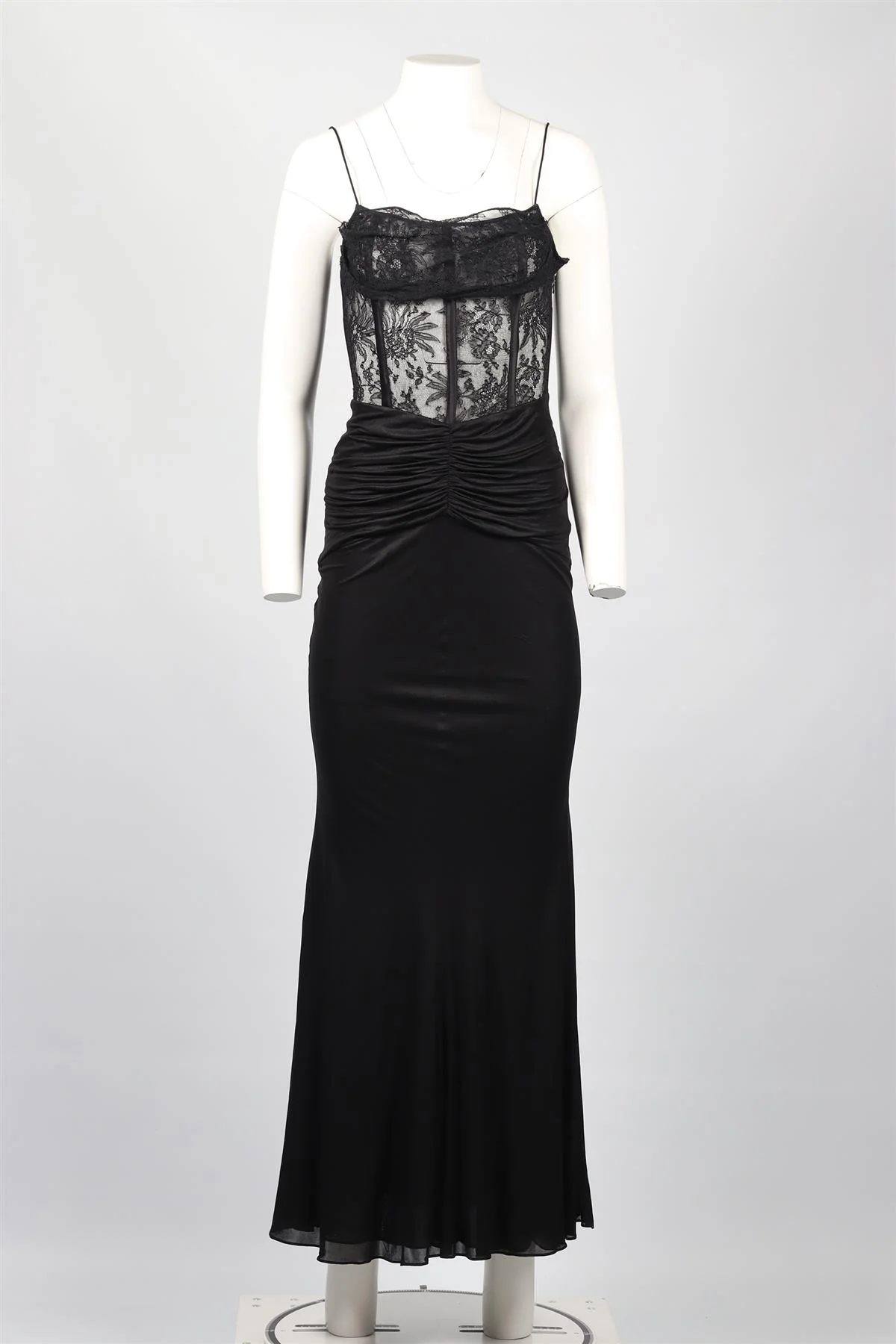 ALESSANDRA RICH BLACK LACE AND JERSEY MAXI DRESS IT 36 UK 4 - Image 2