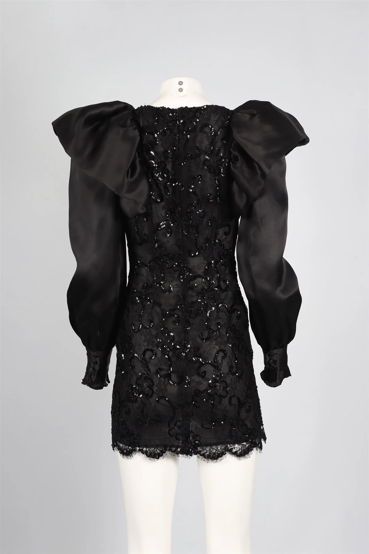ALESSANDRA RICH BLACK LACE AND SILK MINI DRESS SMALL - Image 4