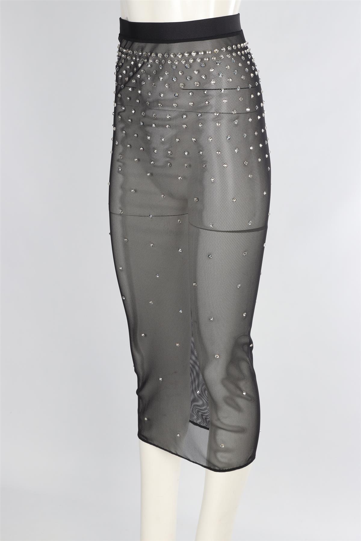 ALESSANDRA RICH BLACK MESH MIDI SKIRT IT 40 UK 8 - Image 3