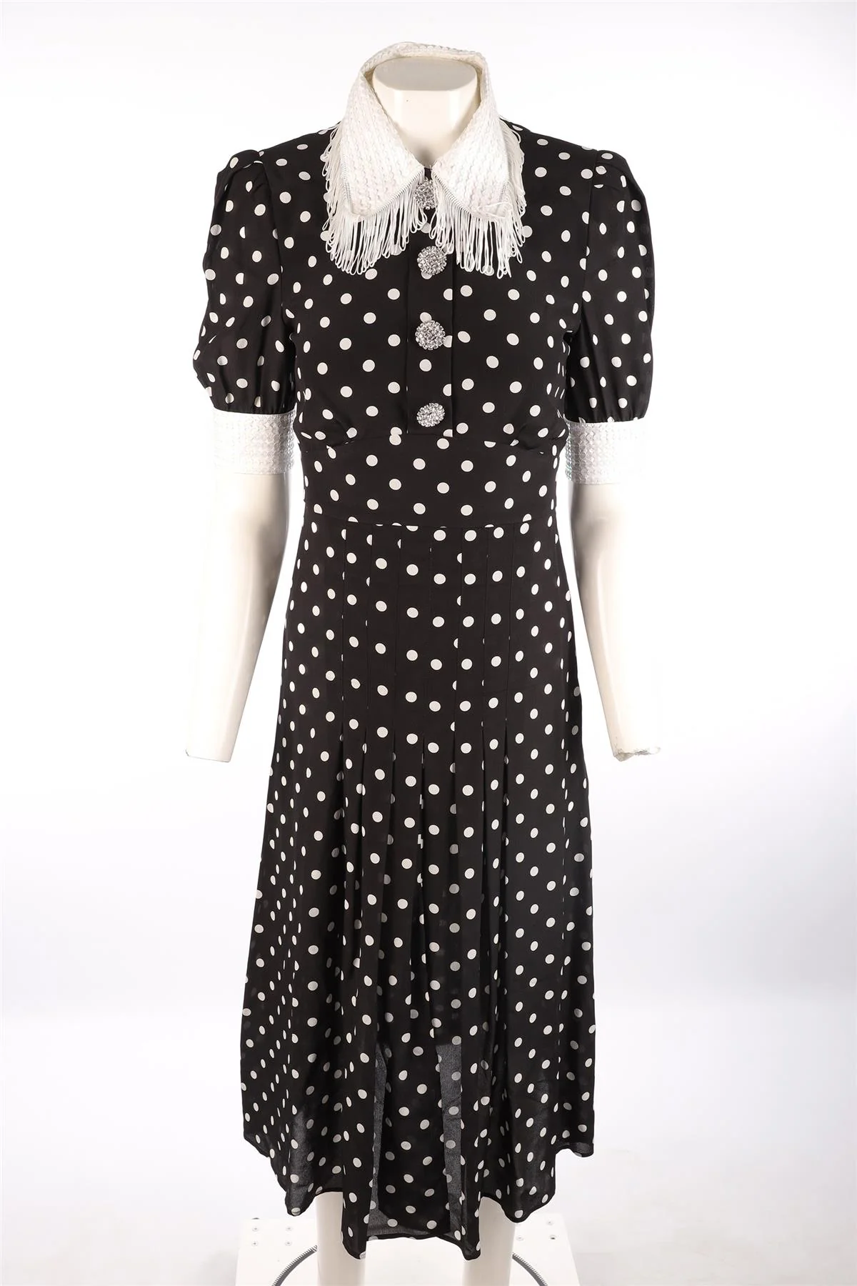 ALESSANDRA RICH BLACK SILK MIDI DRESS IT 38 UK 6 - Image 2