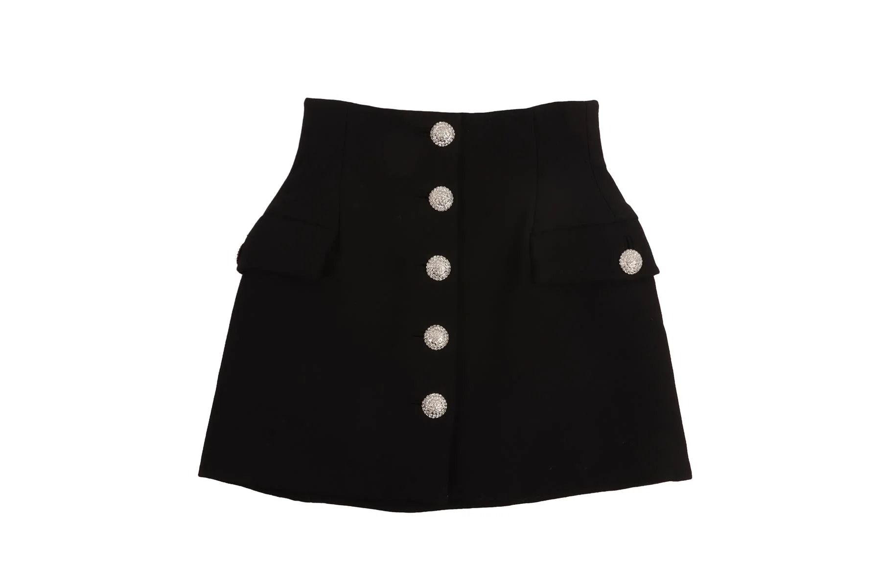ALESSANDRA RICH BLACK WOOL MINI SKIRT IT 38 UK 6 - Image 2