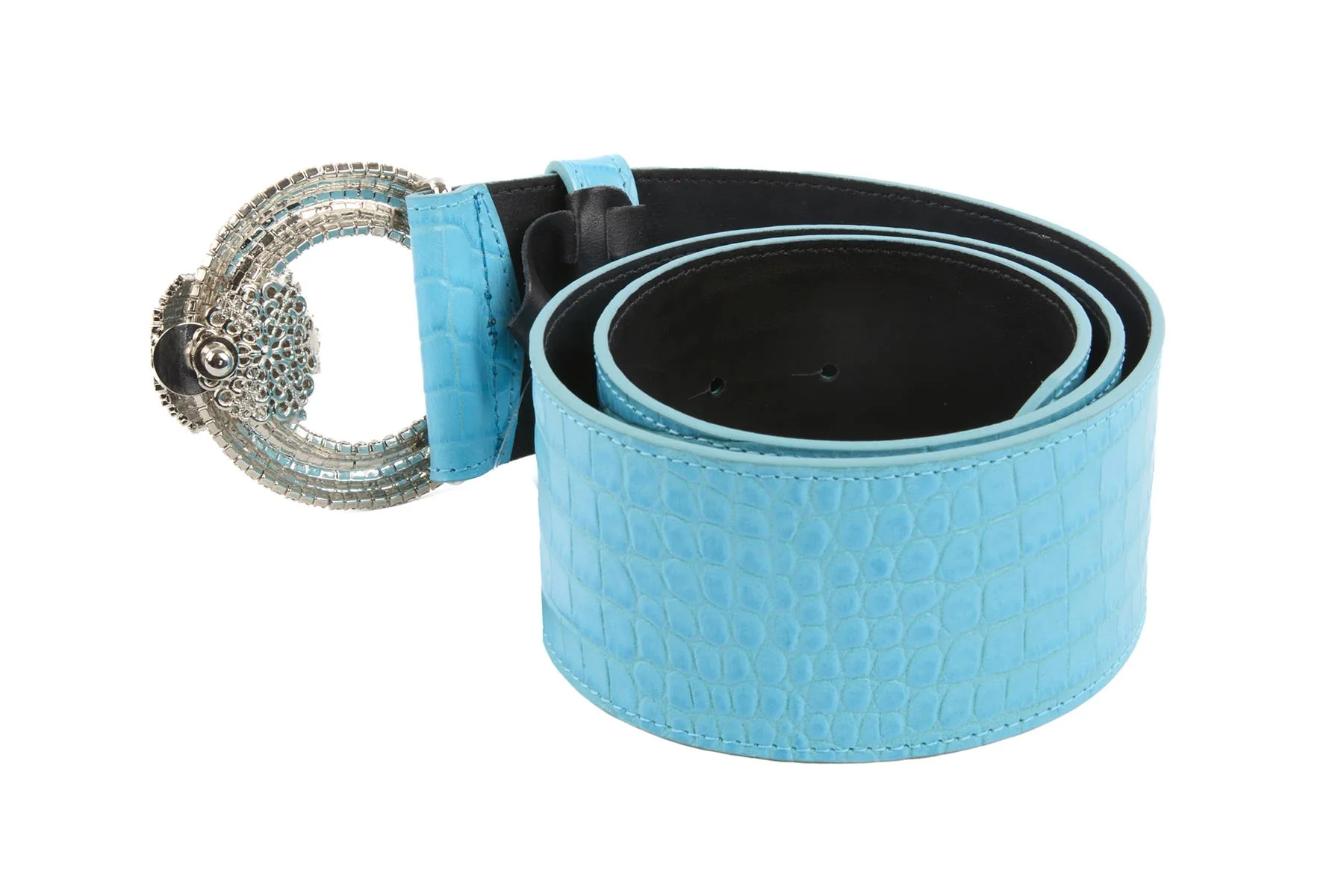 ALESSANDRA RICH BLUE LEATHER BELT MEDIUM - Image 3