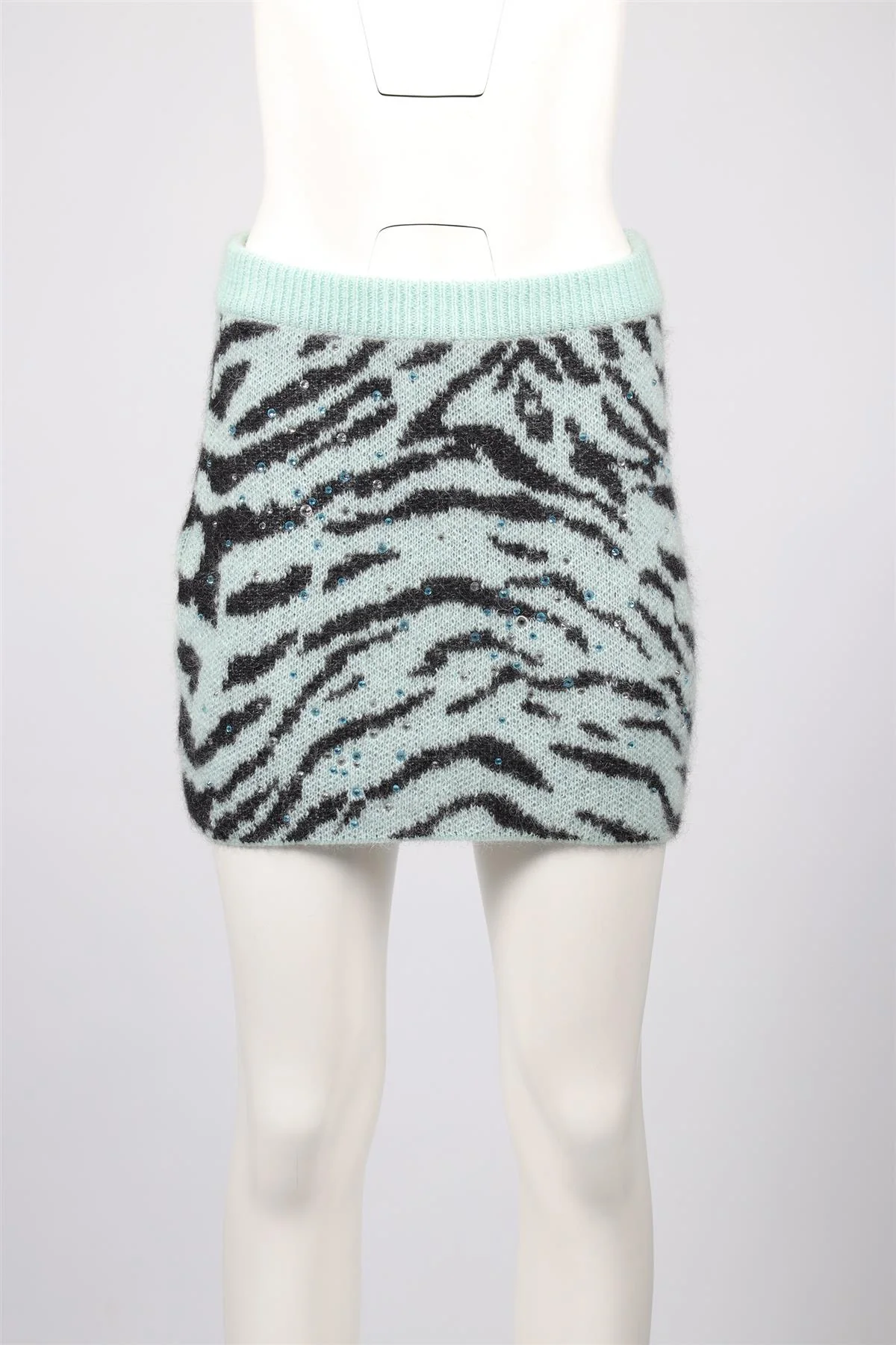 ALESSANDRA RICH BLUE WOOL MINI SKIRT IT 38 UK 6 - Image 2