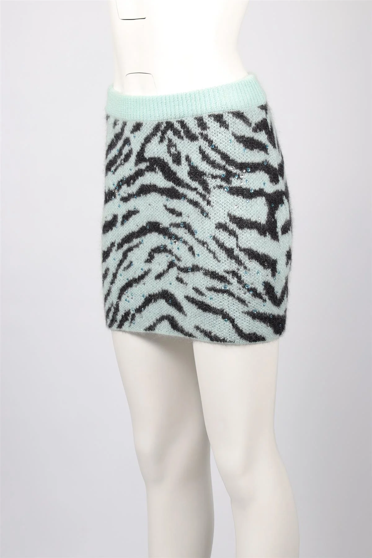 ALESSANDRA RICH BLUE WOOL MINI SKIRT IT 38 UK 6 - Image 3