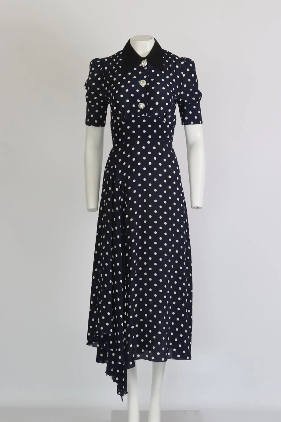 ALESSANDRA RICH CRYSTAL EMBELLISHED POLKA DOT SILK MAXI DRESS IT 42 UK 10 - Image 2