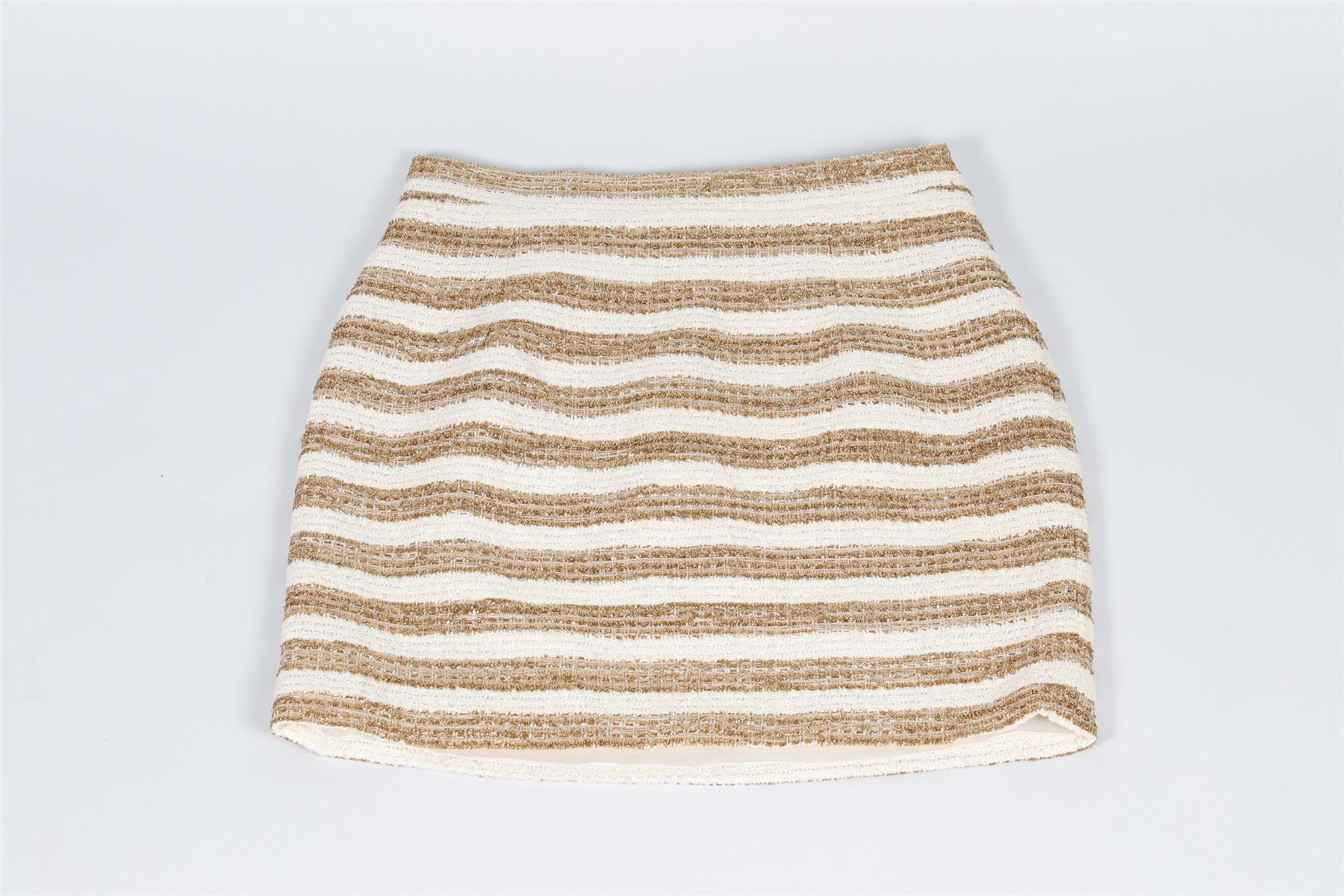 ALESSANDRA RICH GOLD AND WHITE COTTON MINI SKIRT IT 38 UK 6 - Image 2