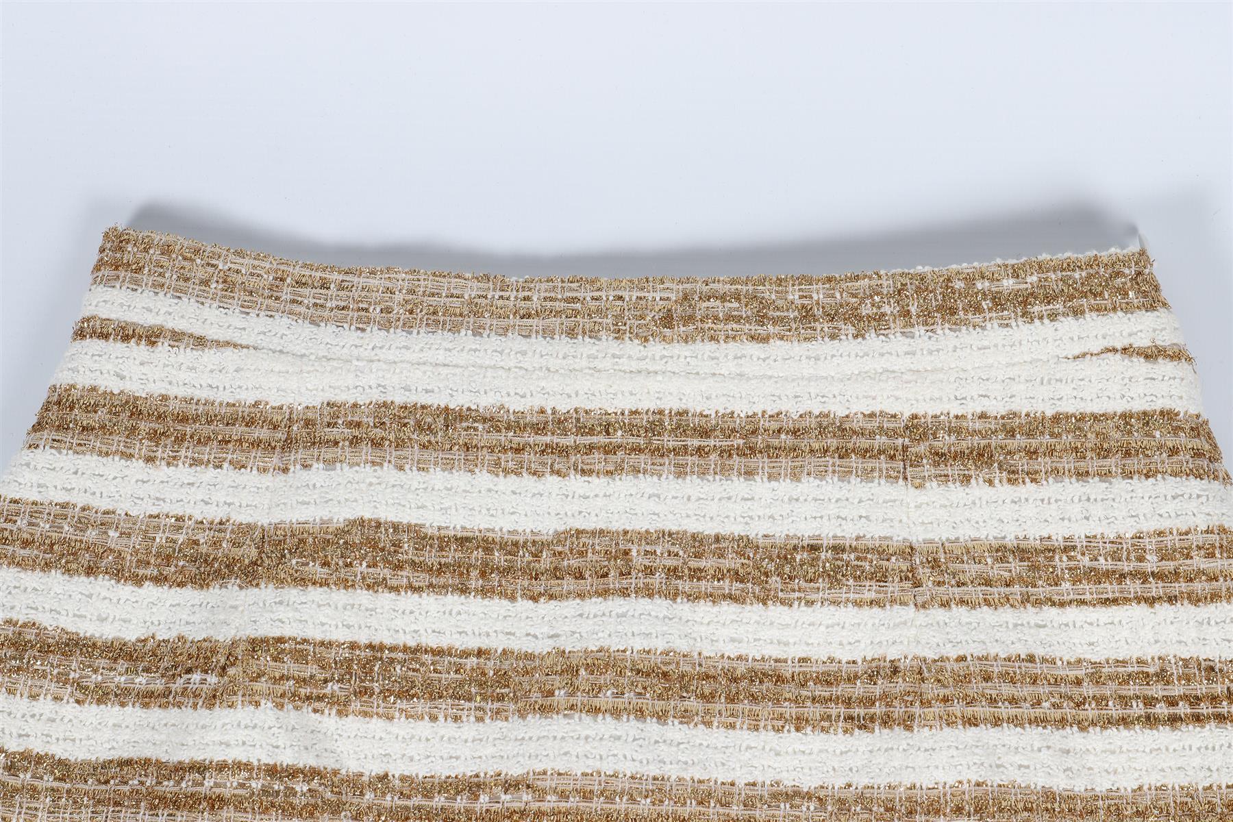 ALESSANDRA RICH GOLD AND WHITE COTTON MINI SKIRT IT 38 UK 6 - Image 3