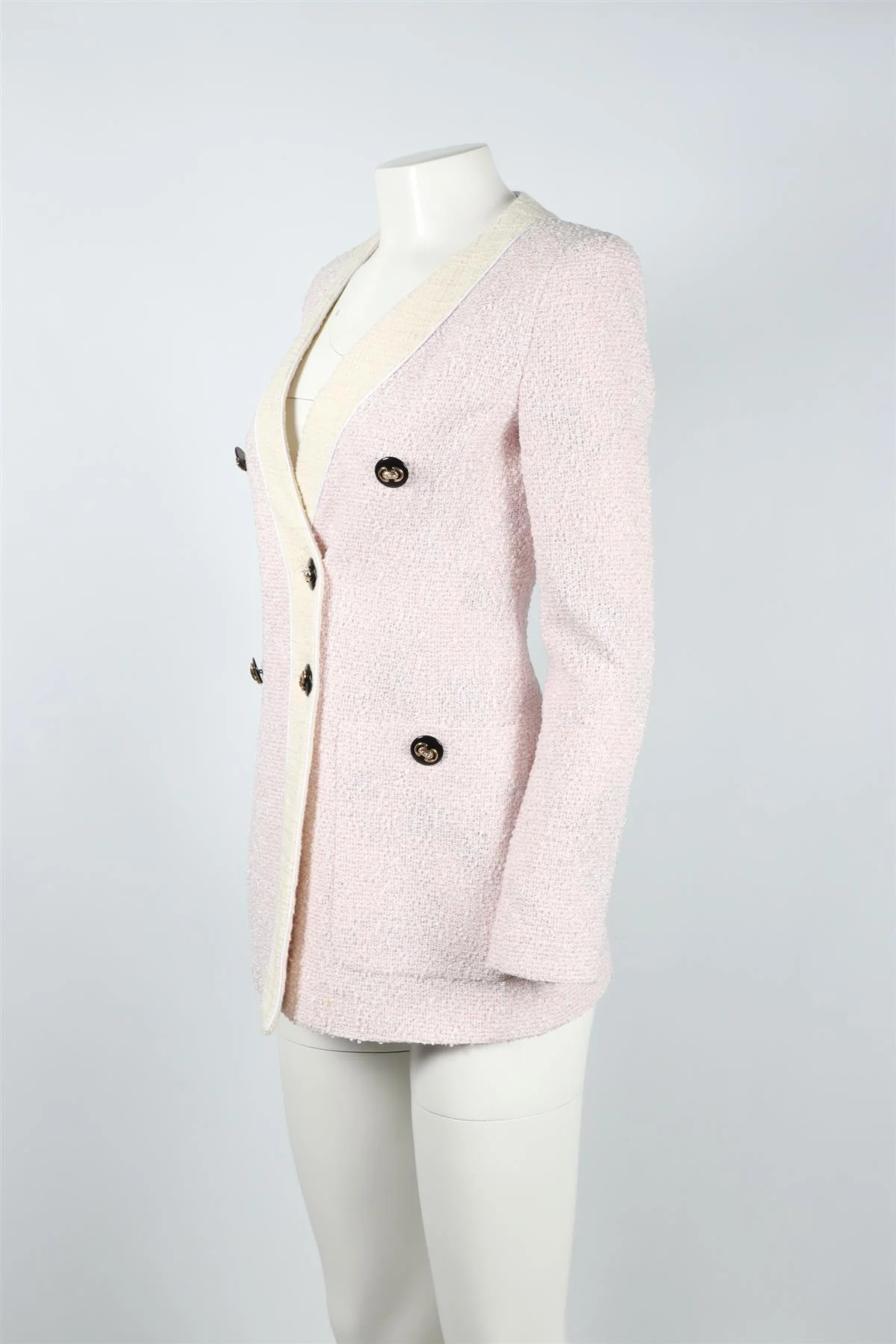 ALESSANDRA RICH PINK TWEED COTTON BLEND BLAZER IT 38 UK 6 - Image 3