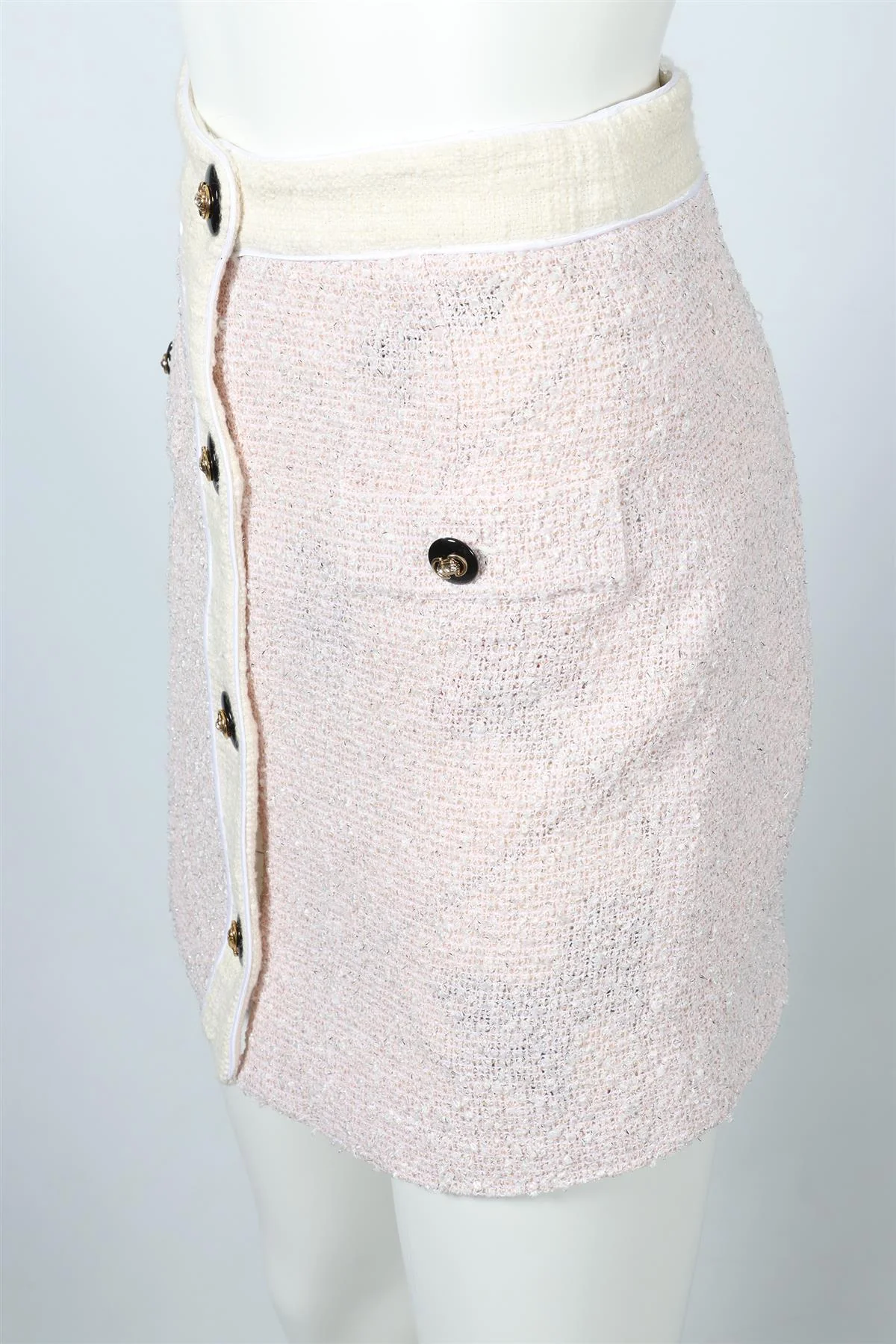 ALESSANDRA RICH PINK TWEED COTTON BLEND MINI SKIRT IT 38 UK 6 - Image 3