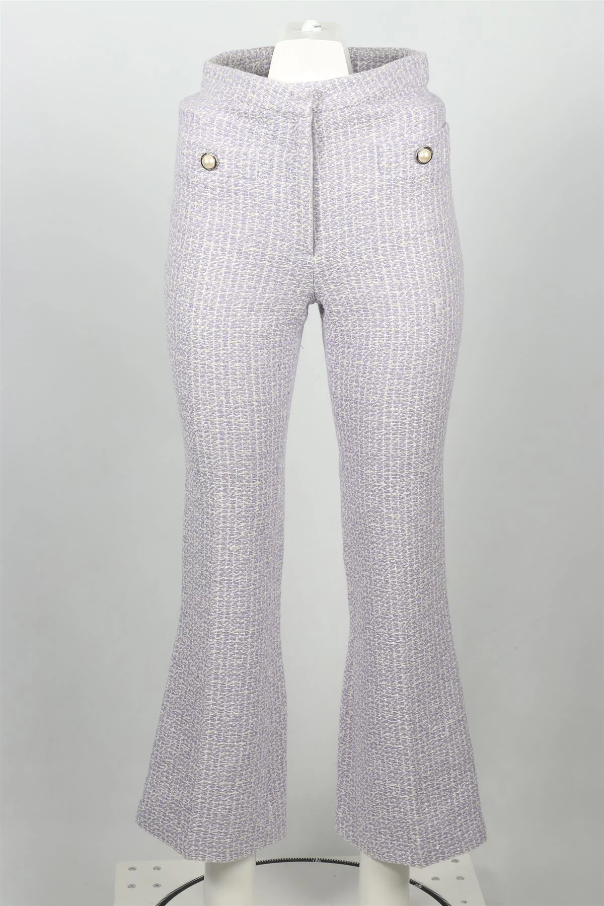 ALESSANDRA RICH PURPLE TWEED FLARED PANTS IT 38 UK 6 - Image 2