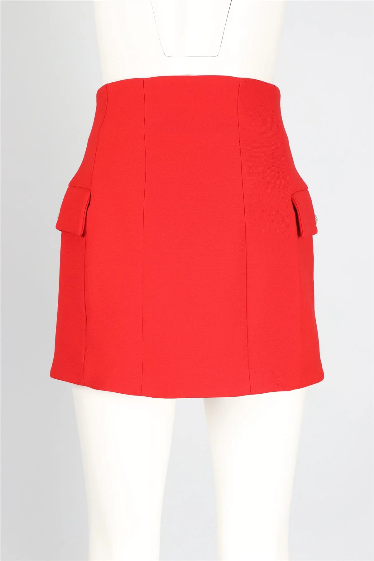 ALESSANDRA RICH RED CRYSTAL AND WOOL MINI SKIRT SMALL - Image 4