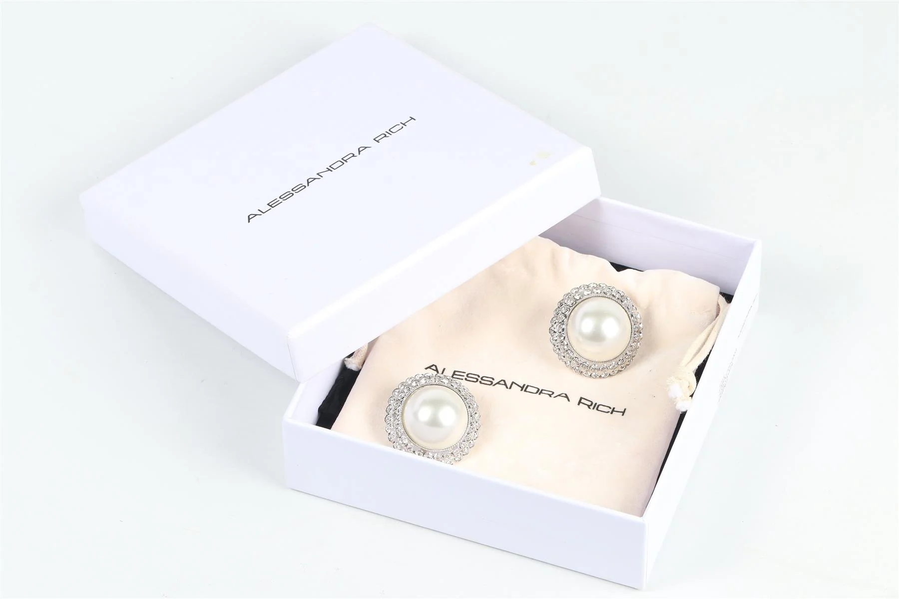 ALESSANDRA RICH SILVER TONE AND FAUX PEARL CLIP EARRINGS - Image 7