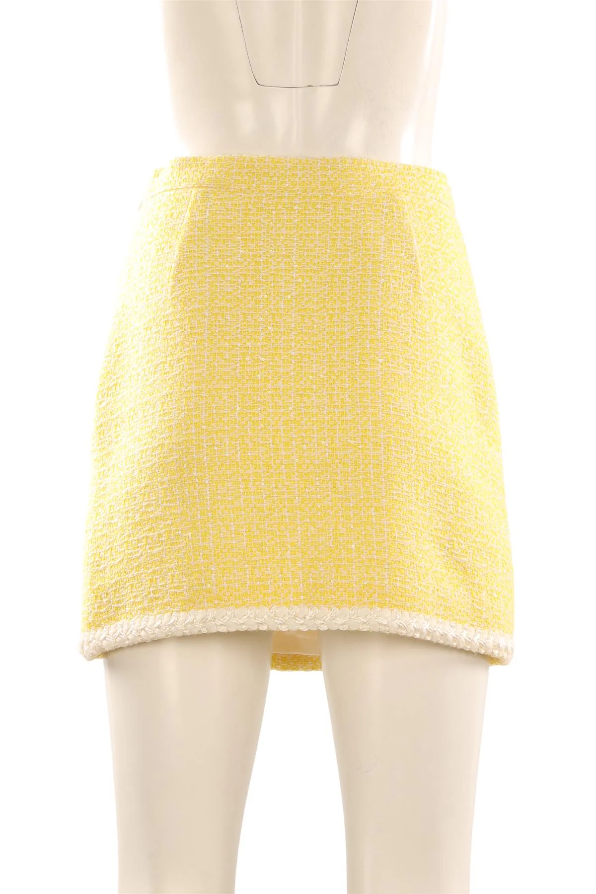 ALESSANDRA RICH YELLOW TWEED MINI SKIRT IT 40 UK 8 - Image 4