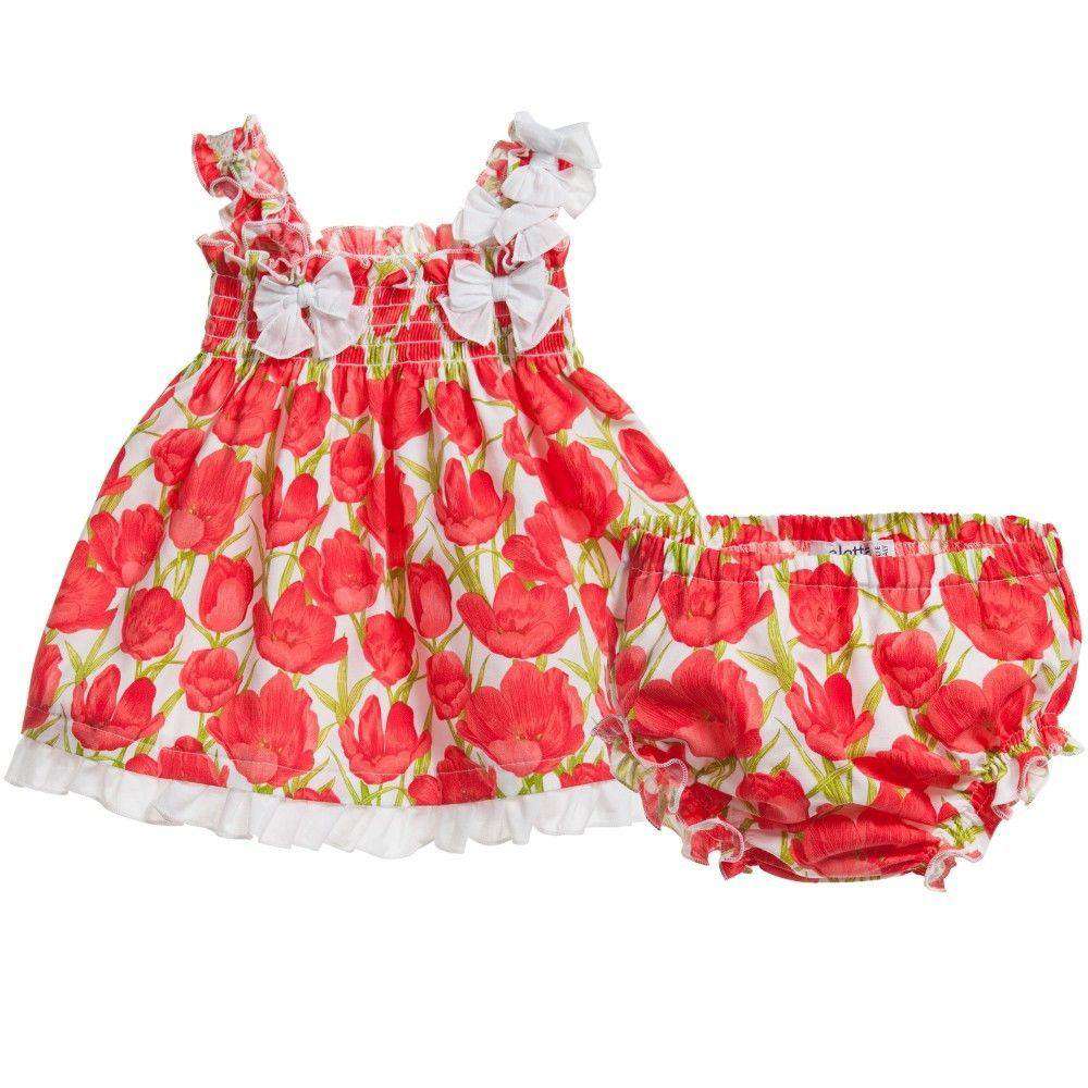 ALETTA BABY RED FLORAL DRESS AND BLOOMERS 18 MONTHS - Image 8