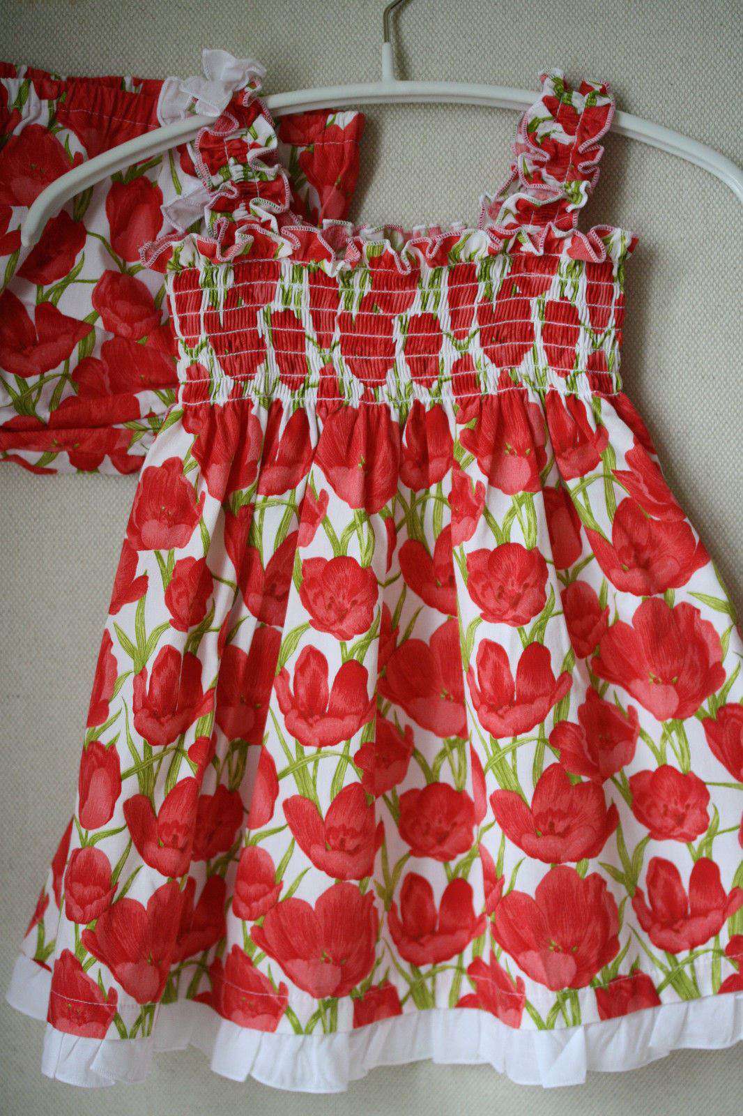 ALETTA BABY RED FLORAL DRESS AND BLOOMERS 18 MONTHS - Image 9