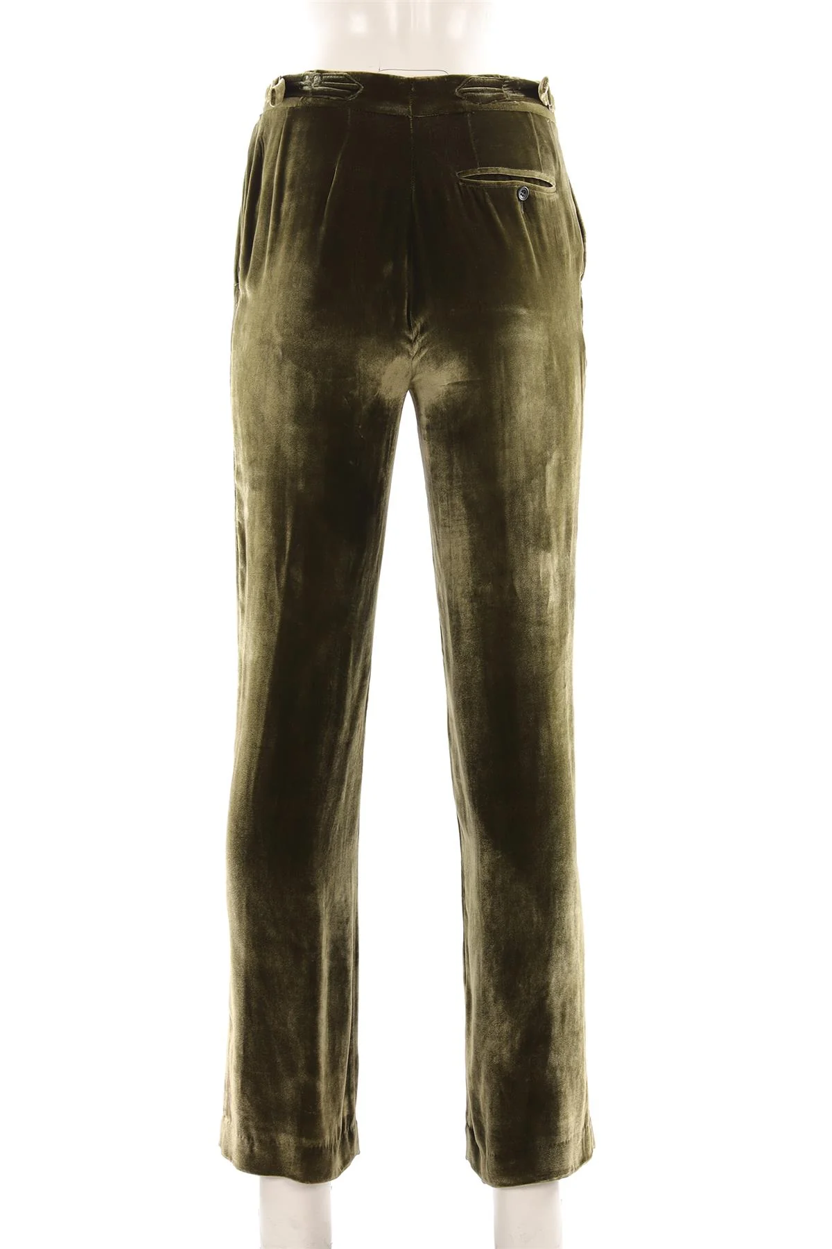 ALEX EAGLE GREEN VELVET STRAIGHT LEG PANTS UK 8 - Image 4