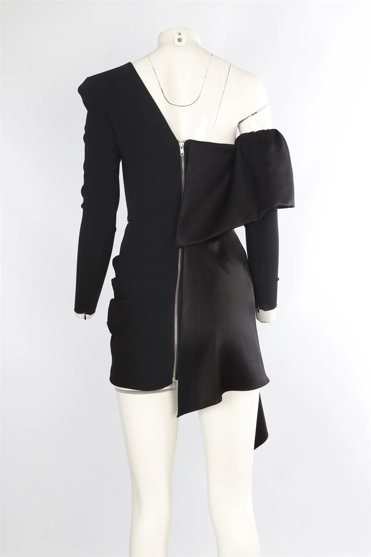 ALEX PERRY BLACK SATIN MINI DRESS UK 6 - Image 4