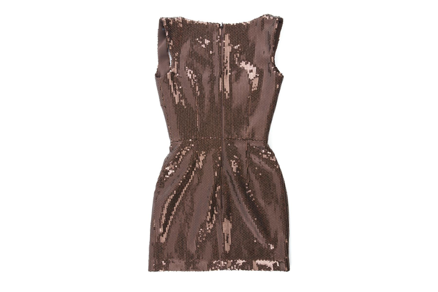ALEX PERRY BROWN SEQUIN MINI DRESS US 0 UK 4 - Image 4
