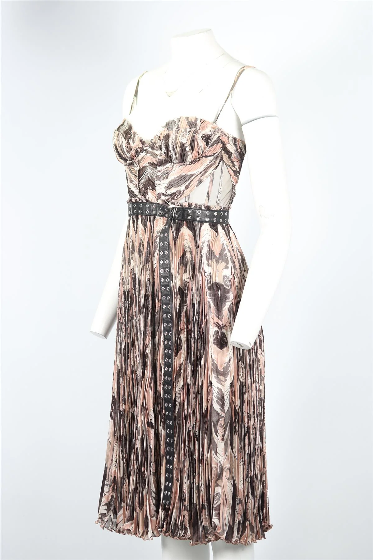 ALEXANDER MCQUEEN BELTED SILK MIDI DRESS XSMALL - Image 3
